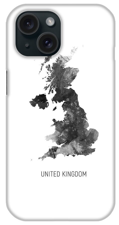 United Kingdom iPhone Case featuring the digital art United Kingdom Watercolor Map #3 by Michael Tompsett