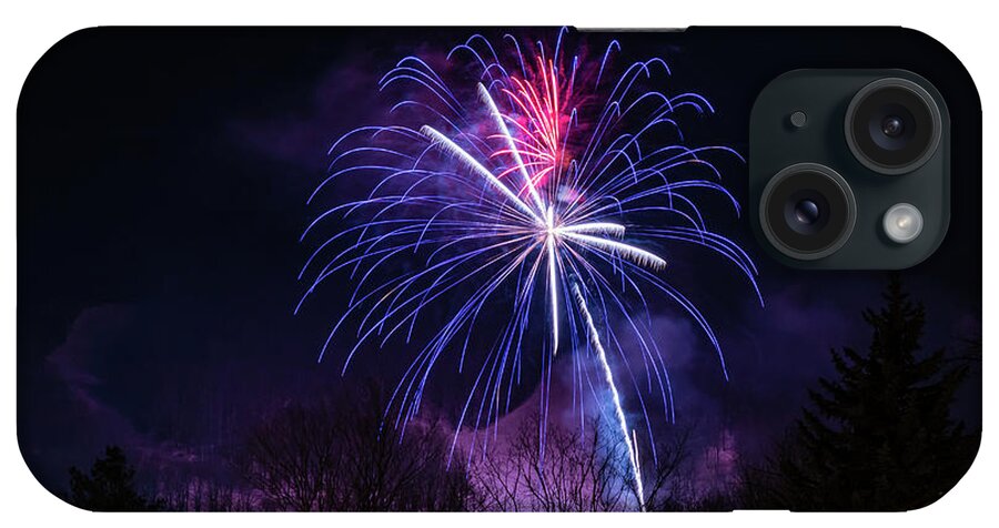 Fireworks iPhone Case featuring the photograph Winter Ski Resort Fireworks #3 by Chad Dikun