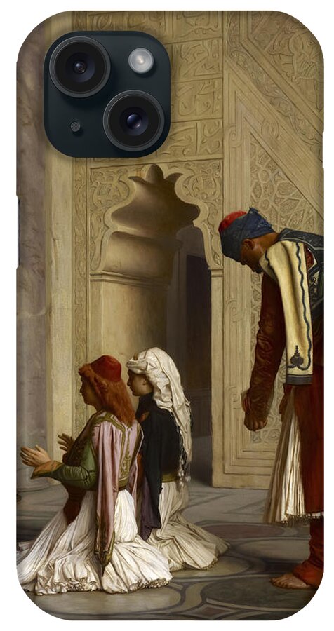 Jean Leon Gerome iPhone Case featuring the painting Young Greeks in the Mosque by Jean Leon Gerome by Mango Art