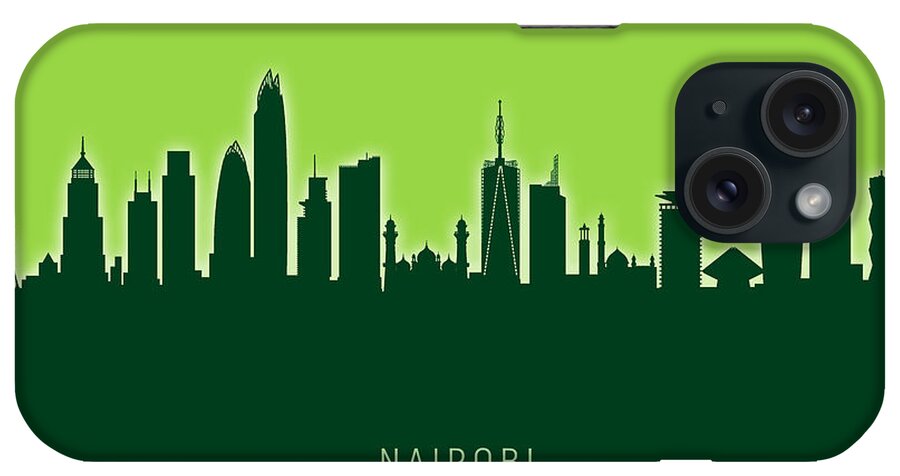 Nairobi iPhone Case featuring the digital art Nairobi Kenya Skyline #30 by Michael Tompsett