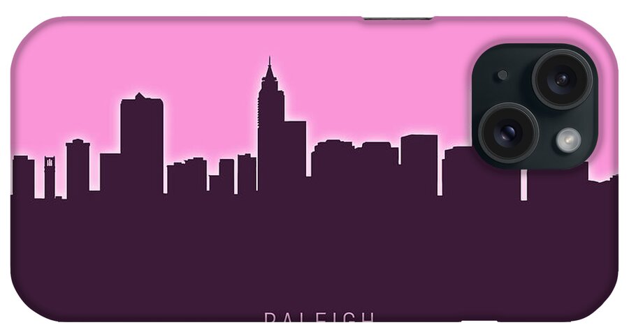 Raleigh iPhone Case featuring the digital art Raleigh North Carolina Skyline #30 by Michael Tompsett