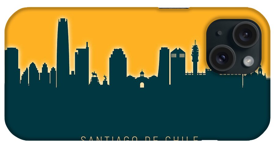 Santiago De Chile iPhone Case featuring the digital art Santiago de Chile Skyline #30 by Michael Tompsett