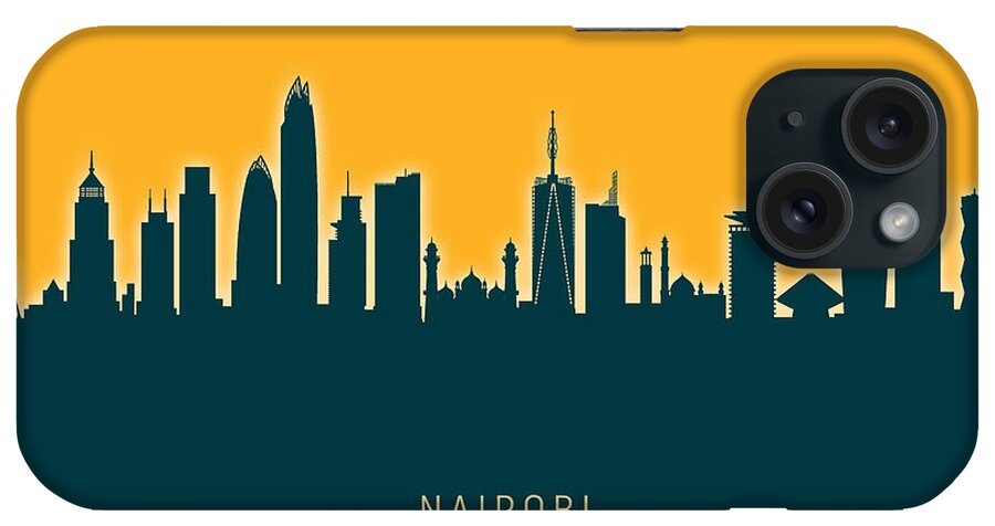 Nairobi iPhone Case featuring the digital art Nairobi Kenya Skyline #31 by Michael Tompsett