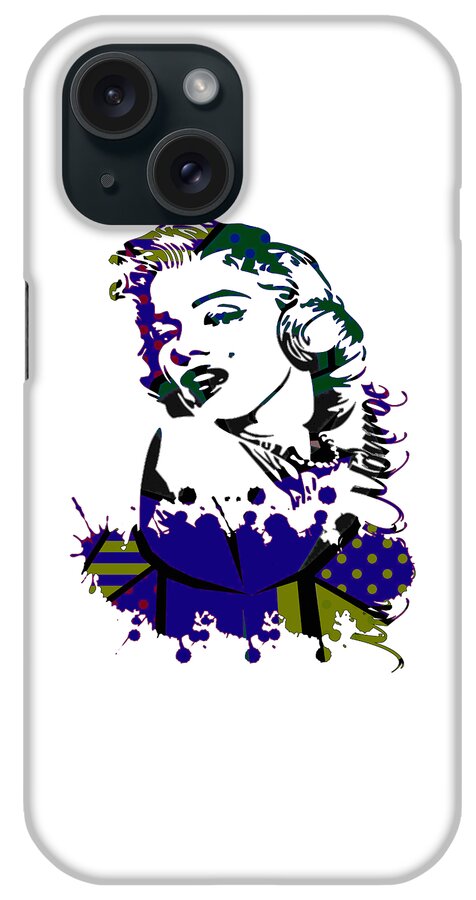 Pop Art Paintings Mixed Media Mixed Media iPhone Case featuring the mixed media Marilyn Monroe #32 by Marvin Blaine