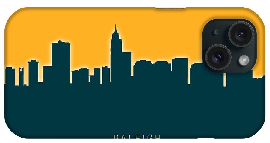 Raleigh iPhone Case featuring the digital art Raleigh North Carolina Skyline #32 by Michael Tompsett