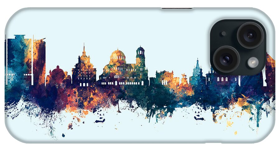 Sofia iPhone Case featuring the digital art Sofia Bulgaria Skyline #33 by Michael Tompsett