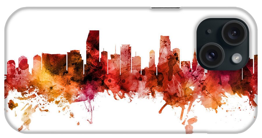 Miami iPhone Case featuring the digital art Miami Florida Skyline #37 by Michael Tompsett