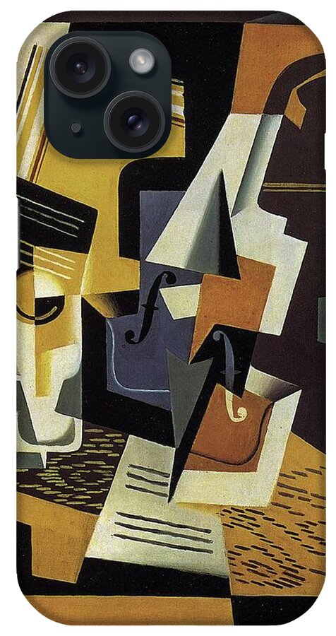 Abstract iPhone Case featuring the painting A Violin and Glass #4 by Juan Gris