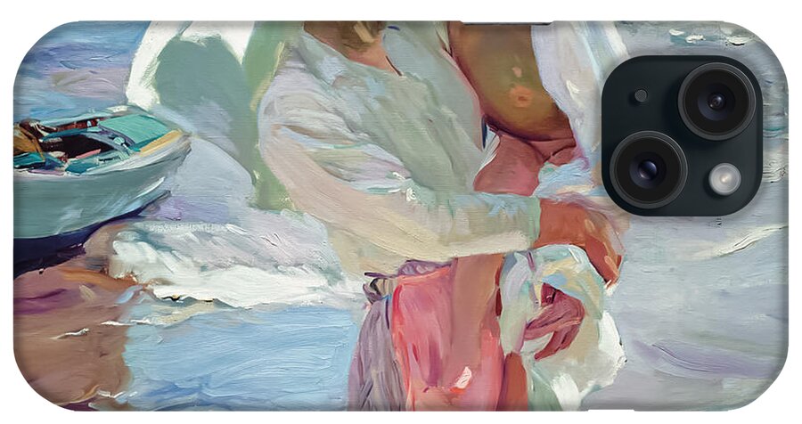 Three iPhone Case featuring the painting After Bathing by Joaquin Sorolla by Mango Art