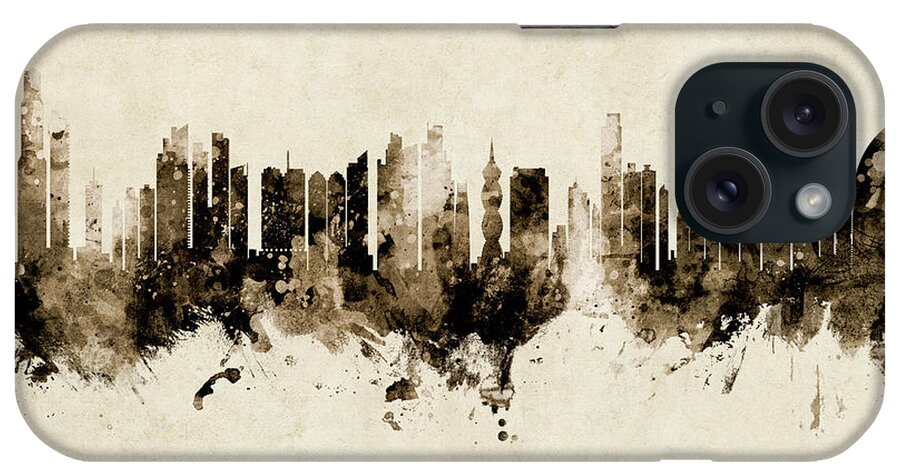 Panama City iPhone Case featuring the digital art Panama City Skyline #4 by Michael Tompsett