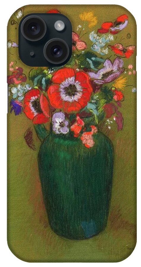 Vase Of Flowers iPhone Case featuring the painting Vase of Flowers #41 by Odilon Redon