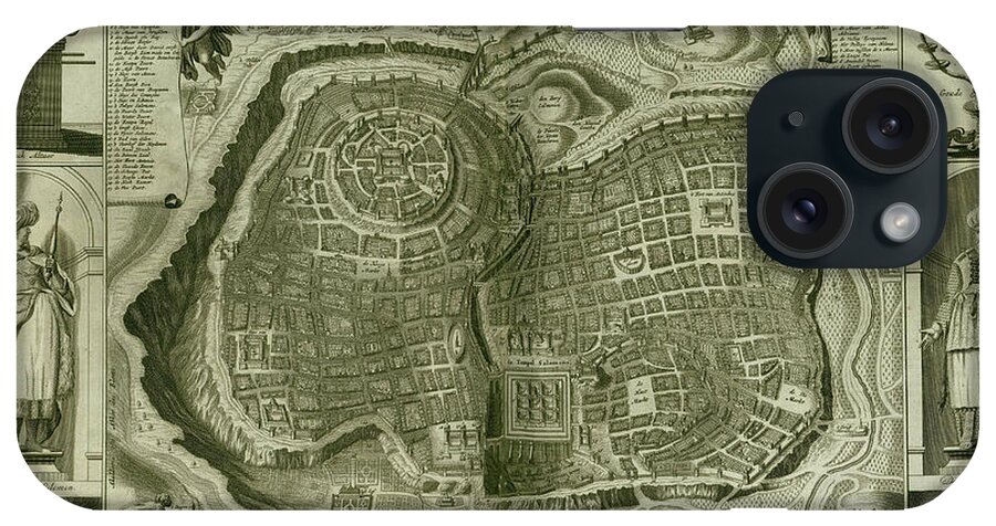 Jerusalem iPhone Case featuring the drawing Antique Map of Jerusalem #42 by Vintage Maps
