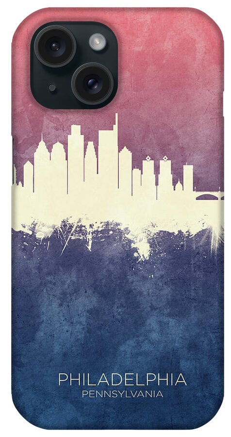 Philadelphia iPhone Case featuring the digital art Philadelphia Pennsylvania Skyline #43 by Michael Tompsett