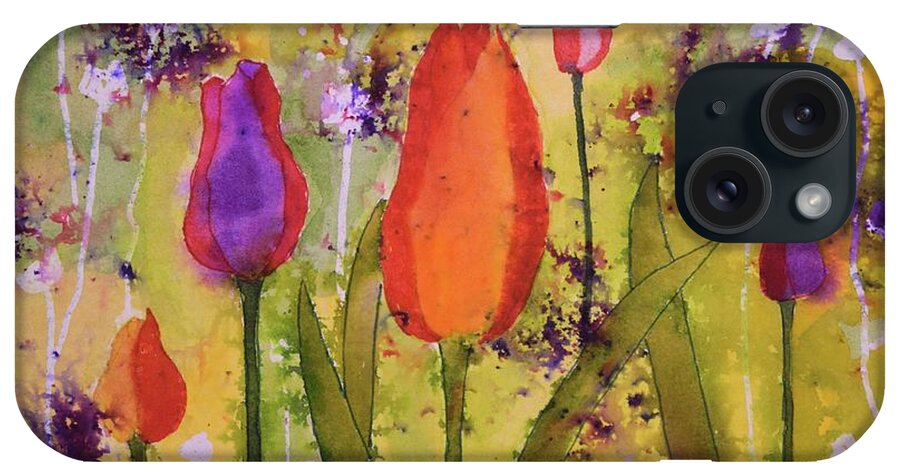 Barrieloustark iPhone Case featuring the painting #646 Dance of the Tulips #646 by Barrie Stark