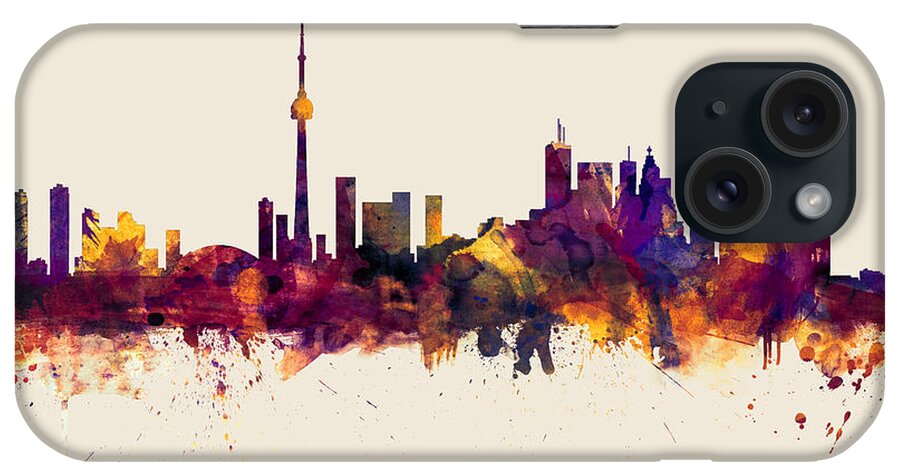 Toronto iPhone Case featuring the digital art Toronto Canada Skyline #47 by Michael Tompsett