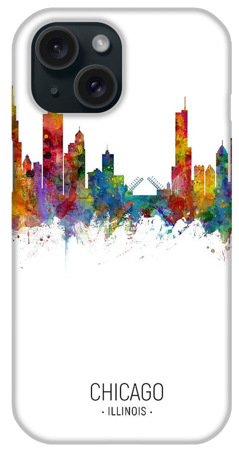 Chicago iPhone Case featuring the digital art Chicago Illinois Skyline #48 by Michael Tompsett