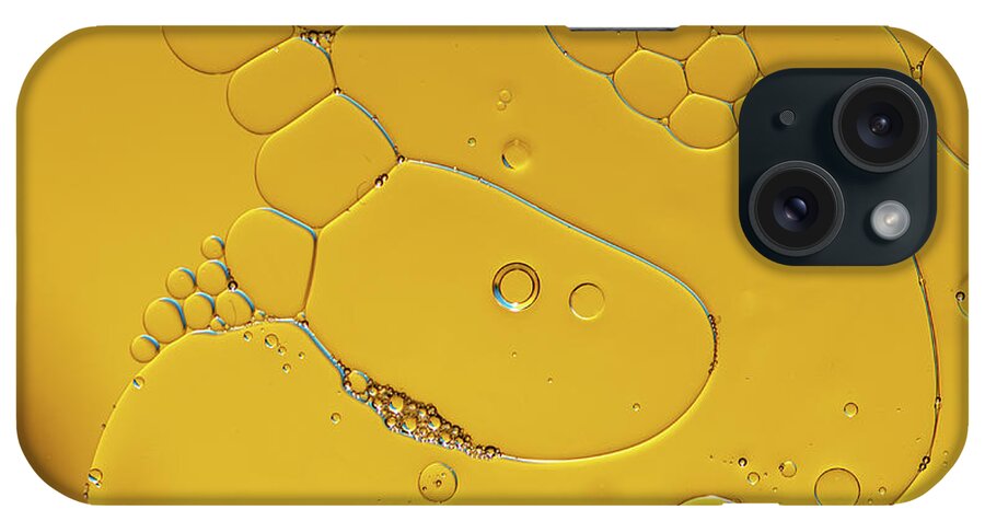 Yellow iPhone Case featuring the photograph Yellow bubbles and figures by Michalakis Ppalis