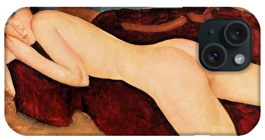 Amedeo Modigliani iPhone Case featuring the painting Reclining Nude from the Back by Amedeo Modigliani by Mango Art