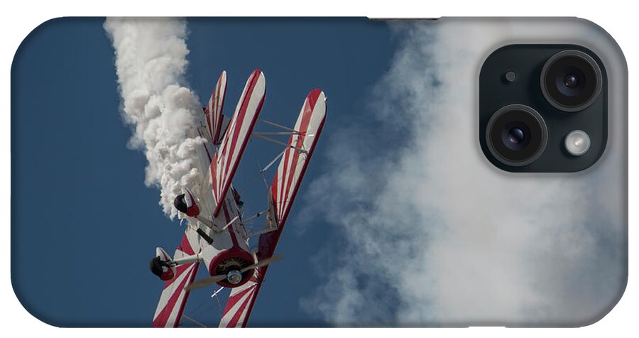 Red iPhone Case featuring the photograph Red and White Airplane by Carolyn Hutchins