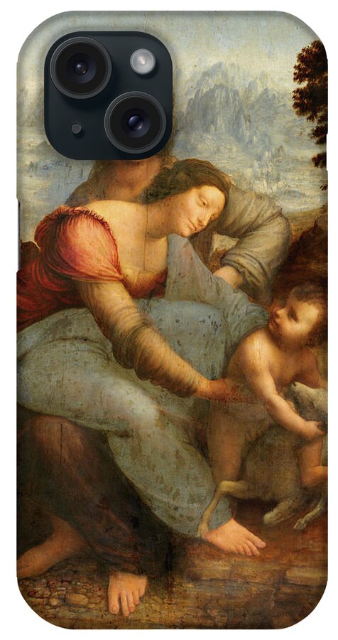 Leonardo Da Vinci iPhone Case featuring the painting The Virgin and Child With St Anne by Leonardo Da Vinci