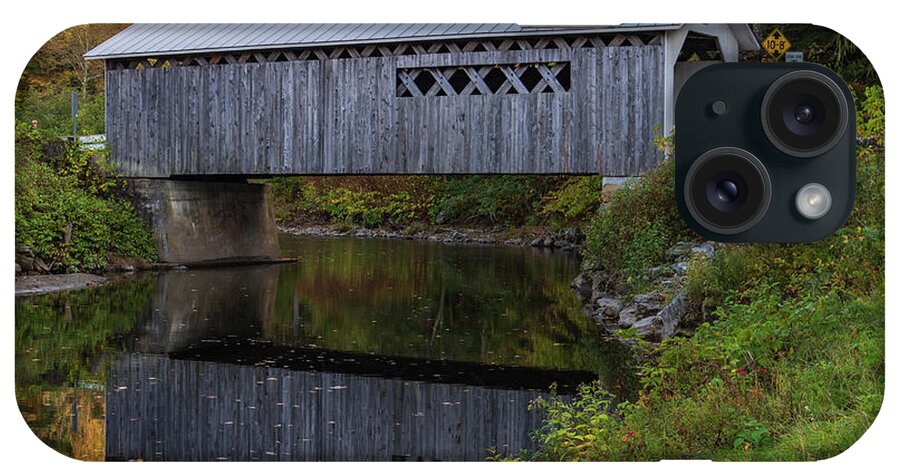 Covered Bridge iPhone Case featuring the photograph Autumn scene in Vermont #6 by Ann Moore