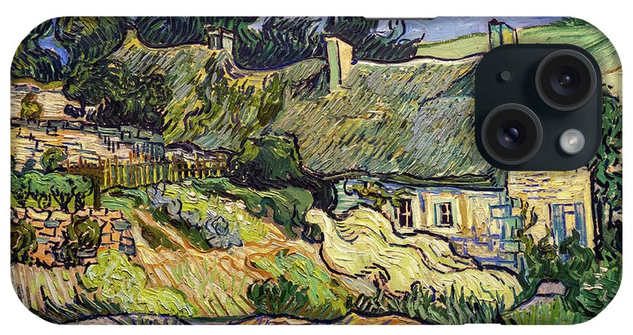 European iPhone Case featuring the painting Thatched Cottages at Cordeville #16 by Vincent van Gogh