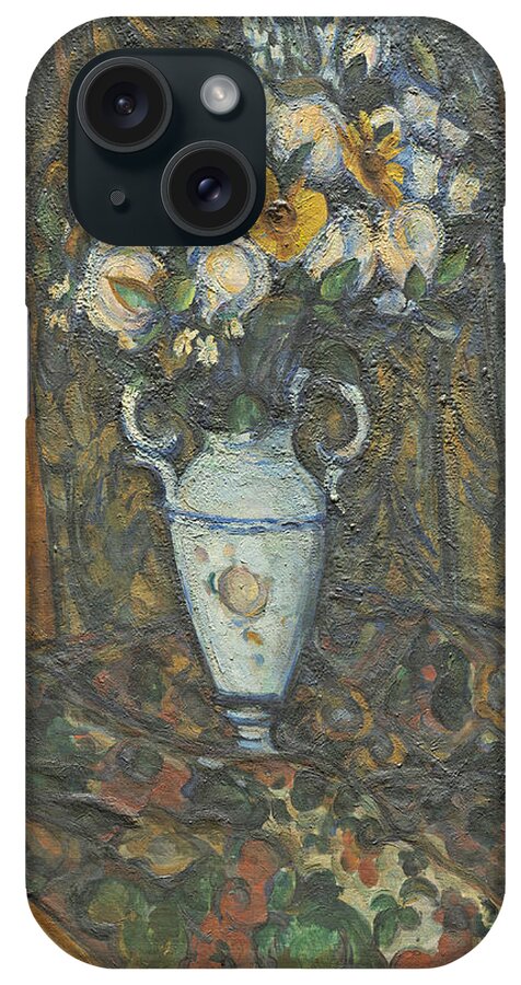 Paul Cezanne iPhone Case featuring the painting Vase of Flowers #7 by Paul Cezanne