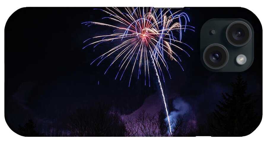 Fireworks iPhone Case featuring the photograph Winter Ski Resort Fireworks #6 by Chad Dikun