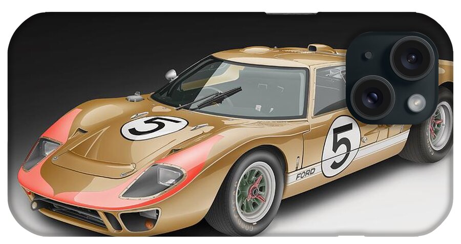 1966 Ford Gt40 iPhone Case featuring the digital art 66 Gt40 by Lyle Brown