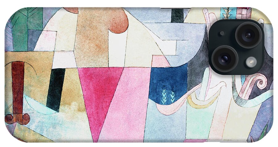 Paul Klee iPhone Case featuring the painting Black Columns in a Landscape by Paul Klee by Mango Art
