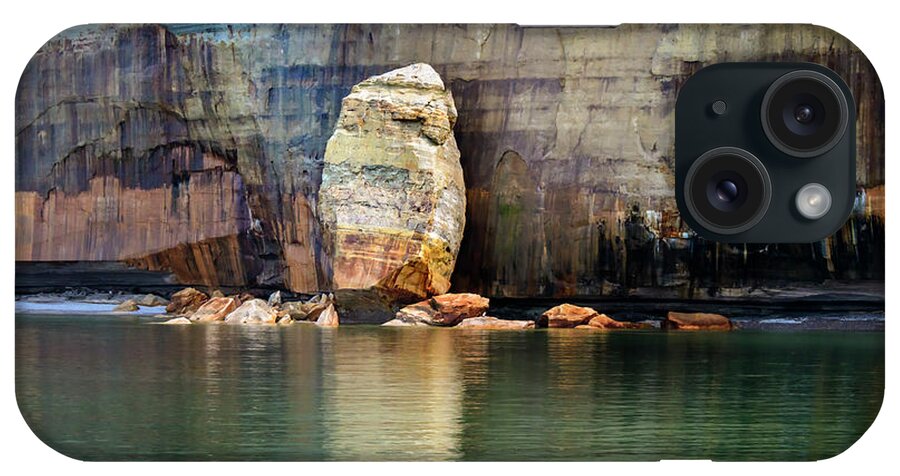 Lake iPhone Case featuring the photograph MI Pictured Rocks Shore #7 by LeeAnn McLaneGoetz McLaneGoetzStudioLLCcom