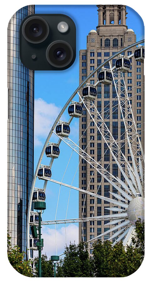 Architecture iPhone Case featuring the photograph Skyview Atlanta Ferris Wheel Centennial Park #7 by Sanjeev Singhal