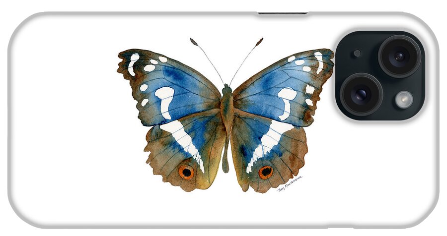 Apatura Iris iPhone Case featuring the painting 78 Apatura Iris Butterfly by Amy Kirkpatrick