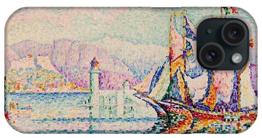 Painting iPhone Case featuring the painting Antibes Morning by Paul Signac by Mango Art