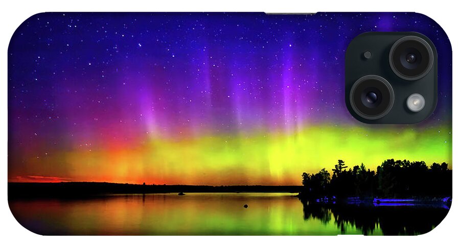 Northern Lights iPhone Case featuring the photograph Northern Lights over Boulder Lake #8 by Shixing Wen