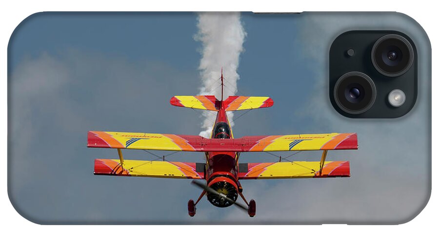 Red iPhone Case featuring the photograph Red and Yellow Airplane #9 by Carolyn Hutchins