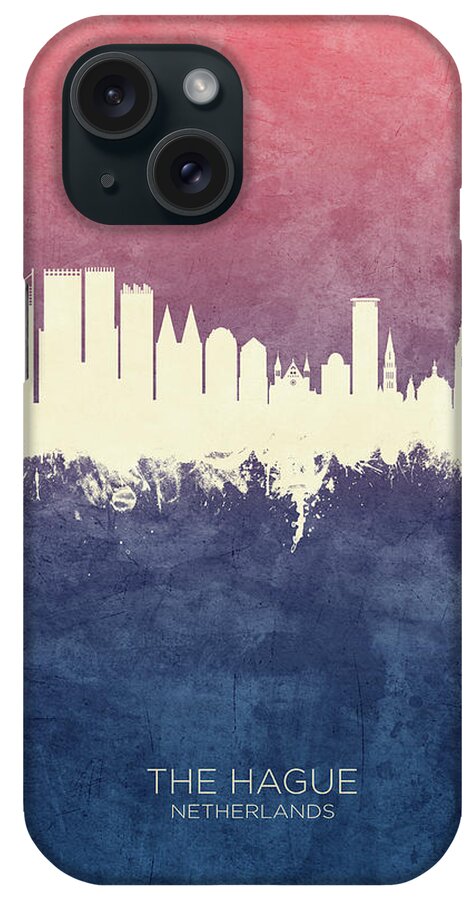 The Hague iPhone Case featuring the digital art The Hague Netherlands Skyline #8 by Michael Tompsett