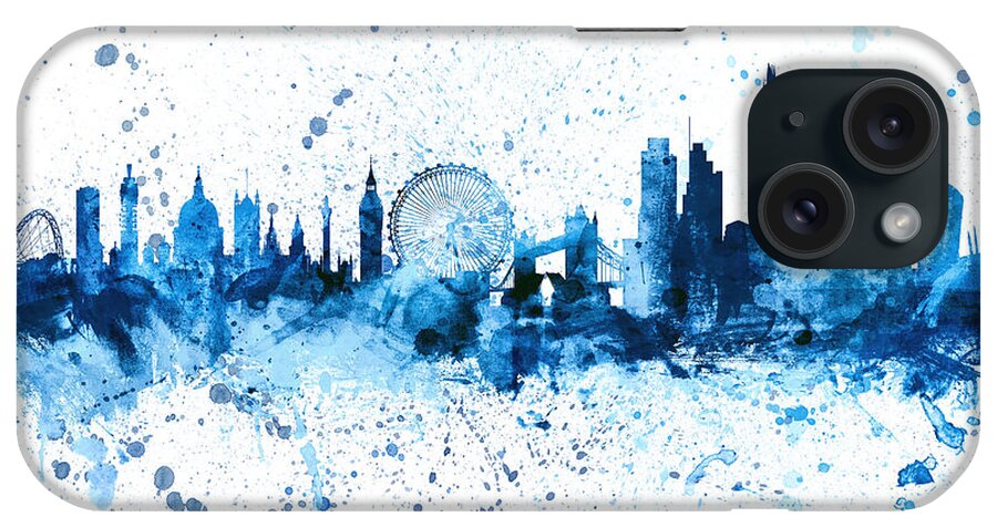 London iPhone Case featuring the digital art London England Skyline #80 by Michael Tompsett