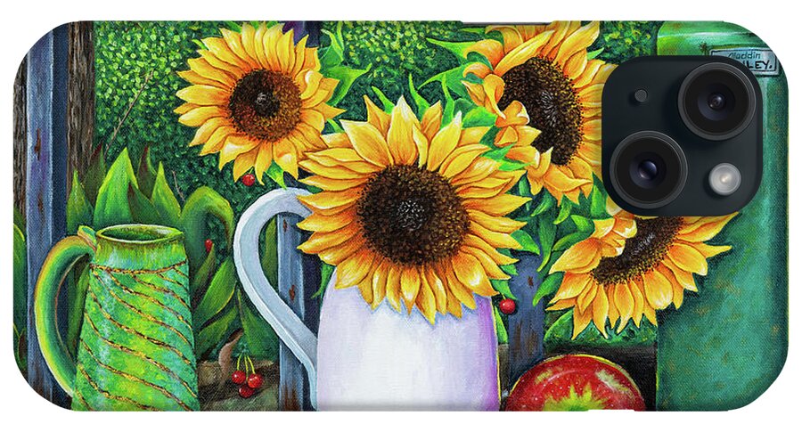 Sunflower iPhone Case featuring the painting A Beautiful World is waiting by Sudakshina Bhattacharya