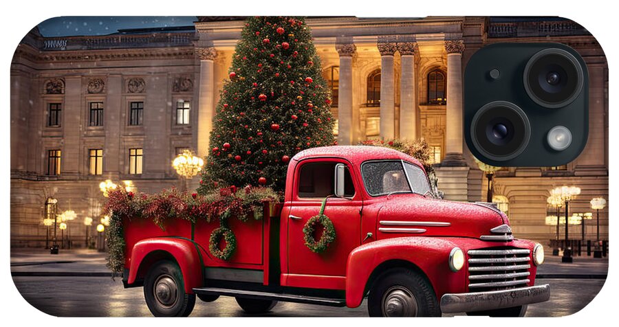 Christmas Art iPhone Case featuring the painting A Christmas Truck at the Reichstag by Lourry Legarde
