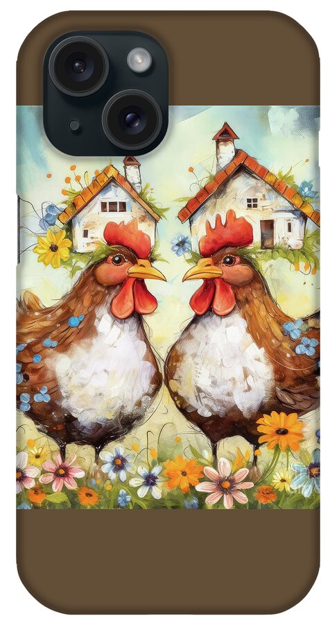 Chickens iPhone Case featuring the painting A Couple Of Country Hens by Tina LeCour