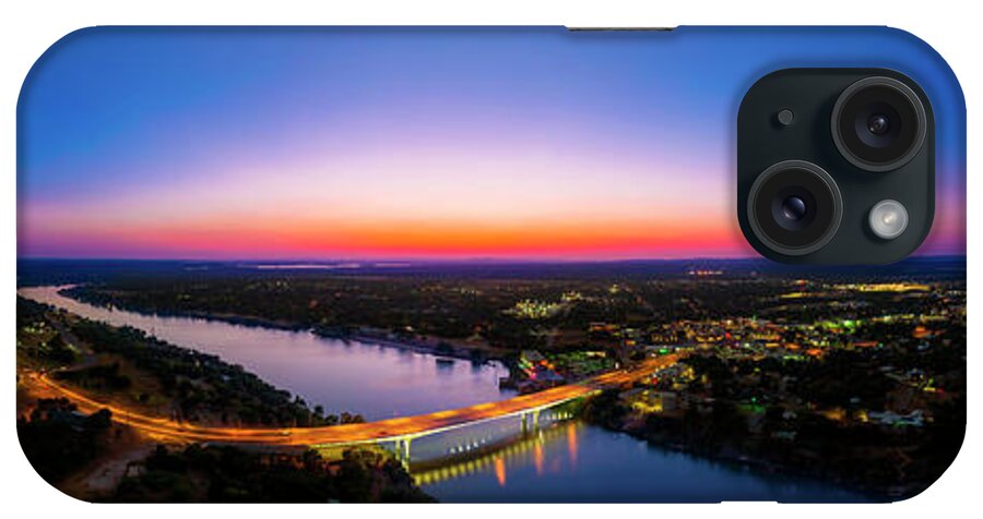 Lake Marble Falls iPhone Case featuring the photograph A gorgeous sunset falls on the bridge over Lake Marble Falls, Texas by Dan Herron