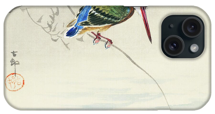 Bird iPhone Case featuring the painting A kingfisher by Ohara Koson