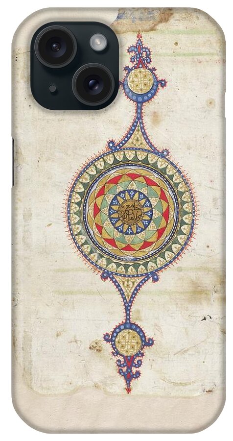 A Large Illuminated Qur'an iPhone Case featuring the painting A large illuminated Qur'an, North India, Sultanate, late 14th 15th century by Artistic Rifki