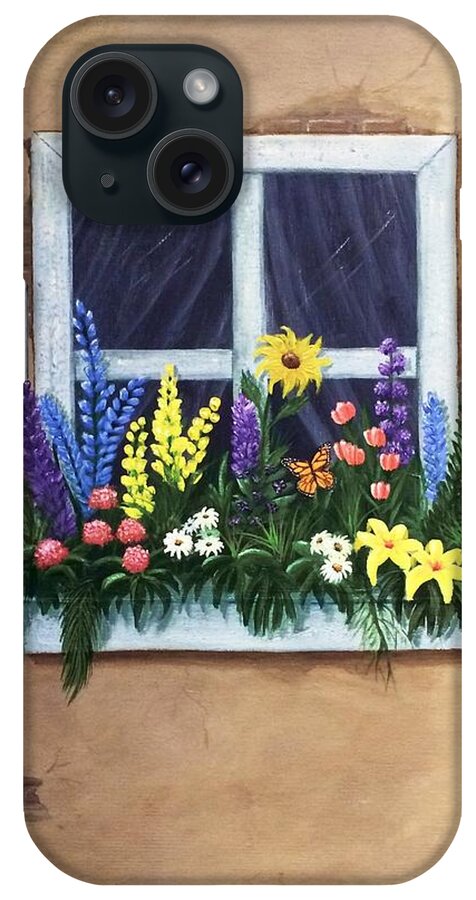 Flowers iPhone Case featuring the painting A Lizard's Hideaway by Marlene Little