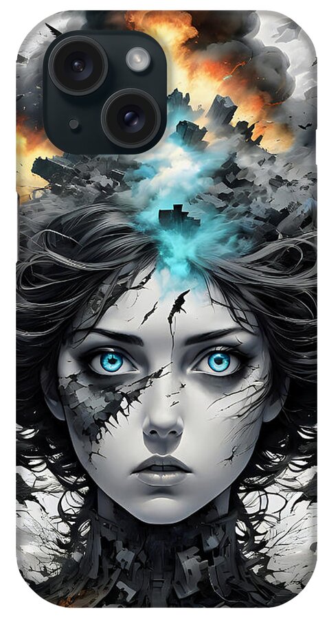 Tim Burton Style Weird Woman iPhone Case featuring the digital art A Murder of Crows by Tricky Woo