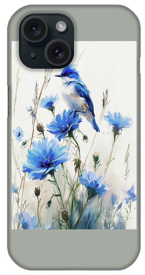 Bluebird iPhone Case featuring the painting A Peaceful Bluebird by Tina LeCour