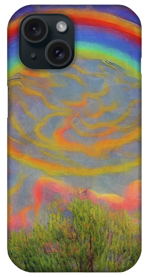 Rainbow iPhone Case featuring the digital art A Portal To Oz by Ally White
