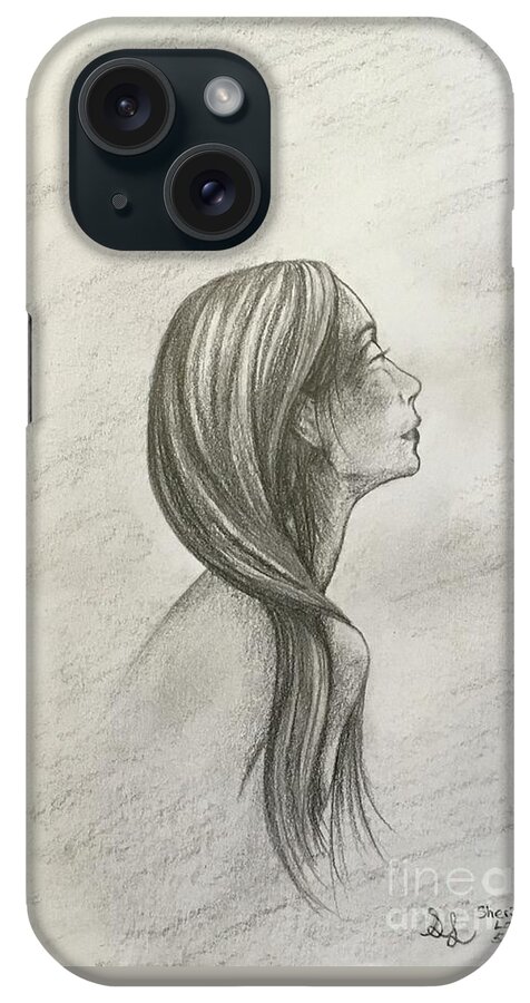 Pencil iPhone Case featuring the drawing A Quiet Moment by Sheri Lauren