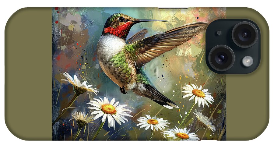 Ruby Hummingbird iPhone Case featuring the painting A Real Stunner by Tina LeCour